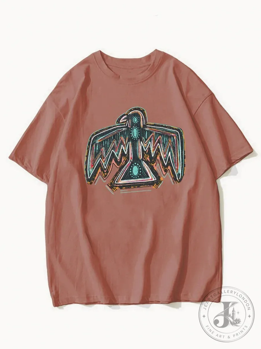 Turquoise Thunderbird Native American Art Graphic Print T-Shirt