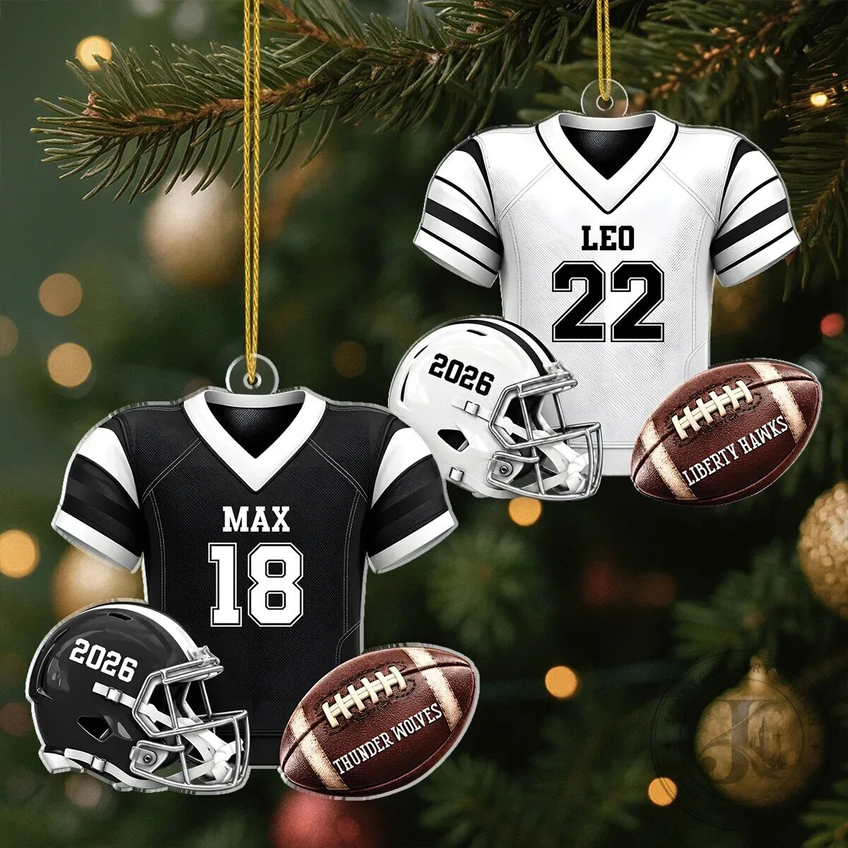 Personalized Football Jersey Helmet and Ball Christmas Ornament 7 Personalized Football Jersey Helmet and Ball Christmas Ornament
