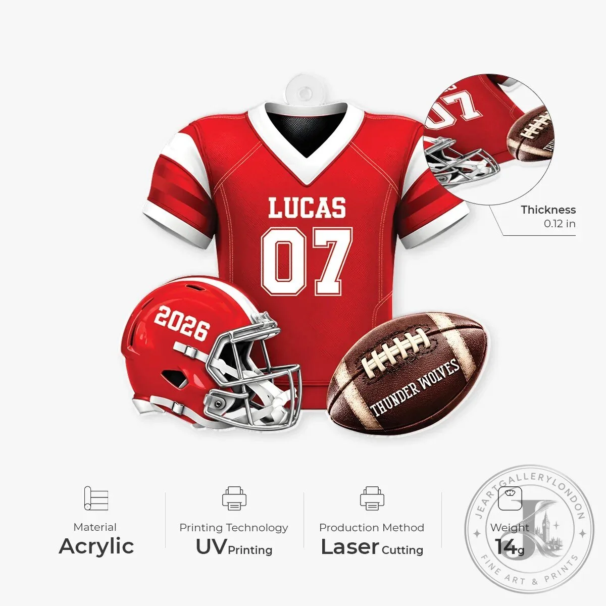 Personalized Football Jersey Helmet and Ball Christmas Ornament 8 Personalized Football Jersey Helmet and Ball Christmas Ornament
