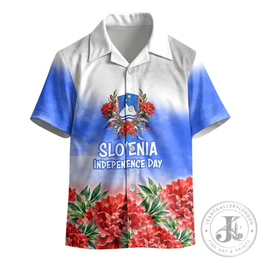 Slovenia Independence Day Kids Hawaiian Shirt with Red Carnation Emblem 7 Slovenia Independence Day Kids Hawaiian Shirt with Red Carnation Emblem