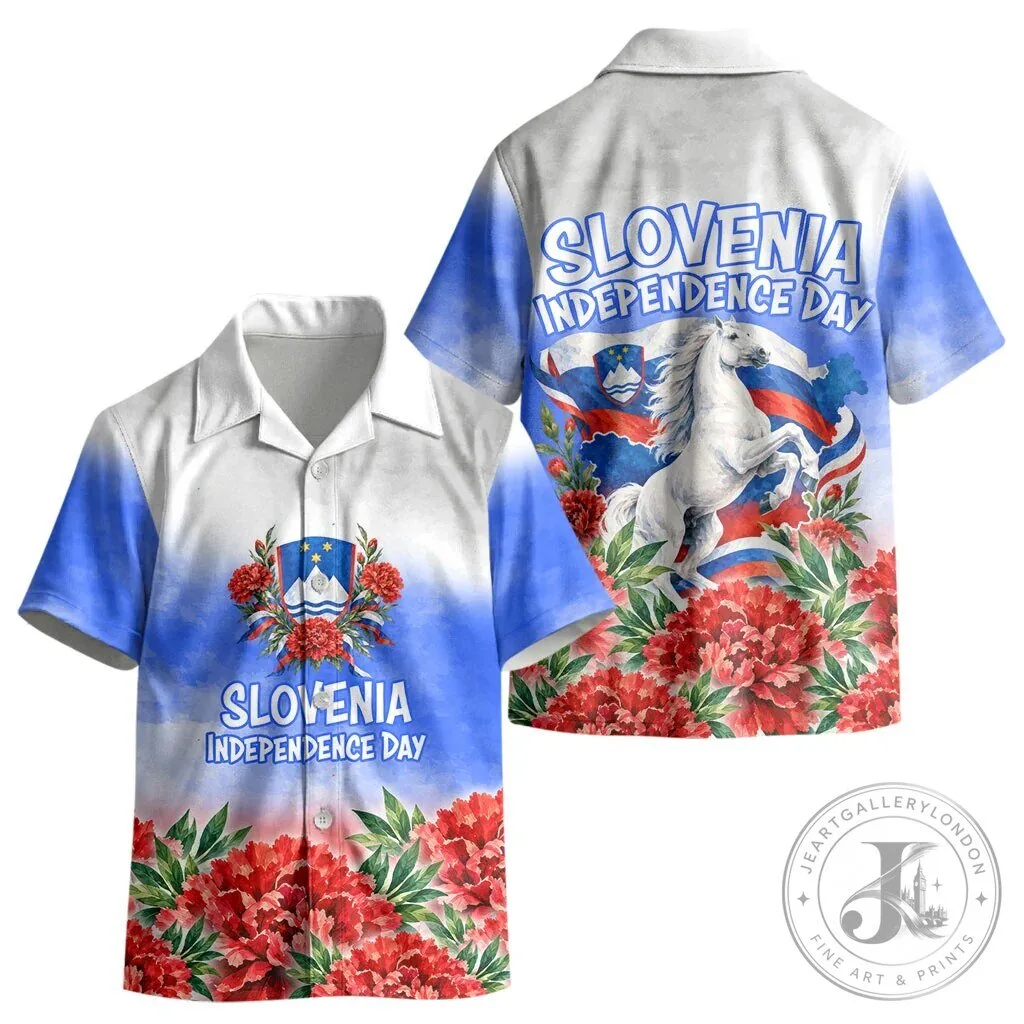Slovenia Independence Day Kids Hawaiian Shirt with Red Carnation Emblem 8 Slovenia Independence Day Kids Hawaiian Shirt with Red Carnation Emblem
