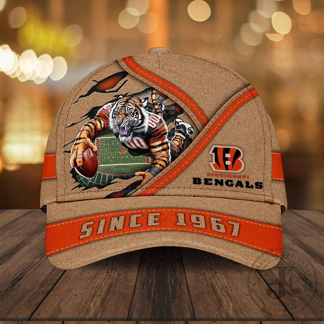 Cincinnati Bengals Football Team Tiger Mascot Distressed Style Cap Hat
