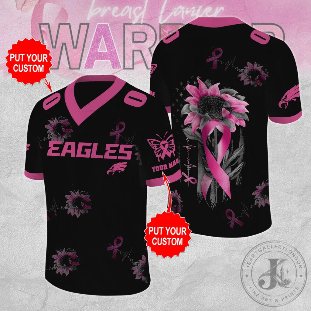 Philadelphia Eagles Breast Cancer Awareness Pink Ribbon Sunflower Football Jersey Philadelphia Eagles Breast Cancer Awareness Pink Ribbon Sunflower Football Jersey