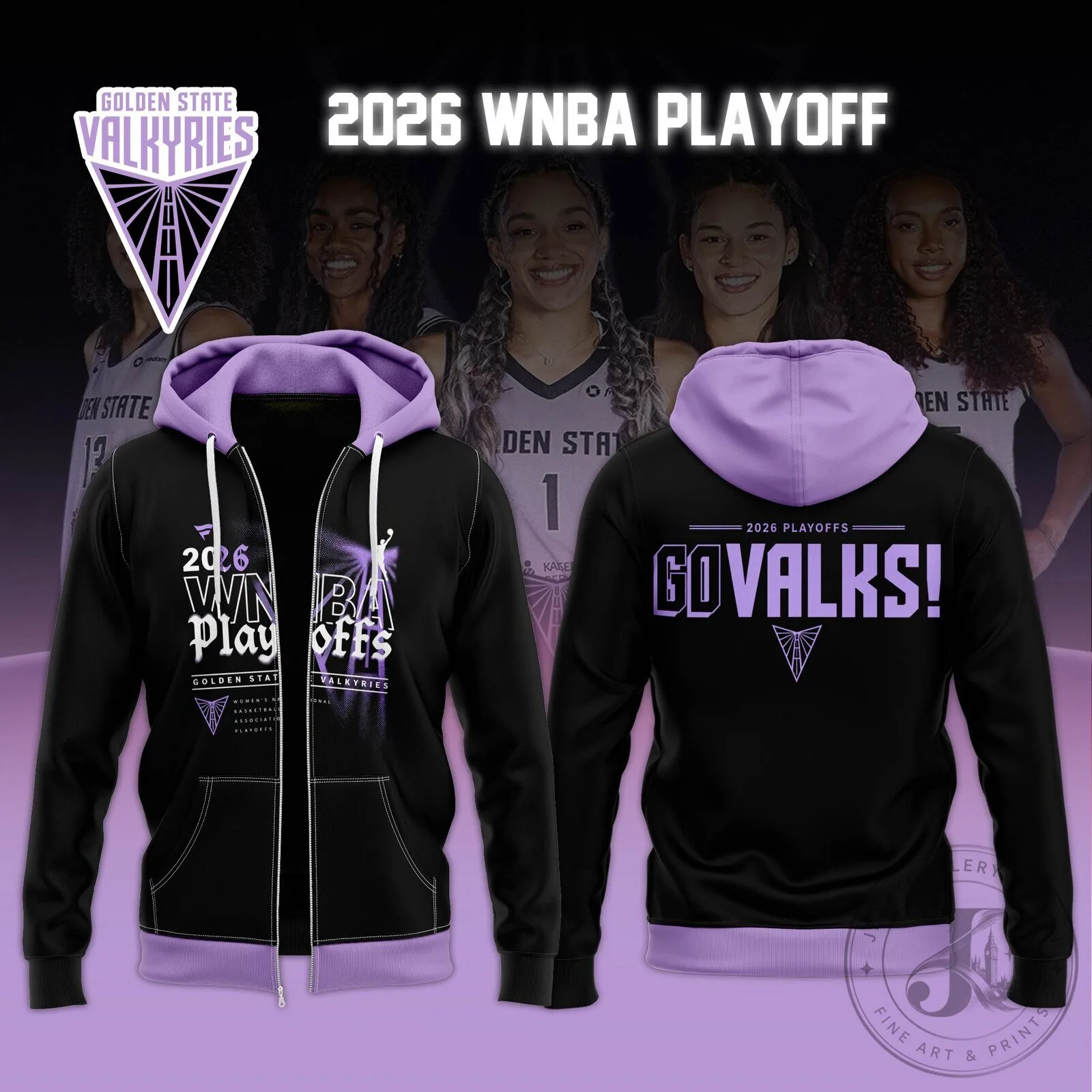 Golden State Valkyries 2026 WNBA Playoff Go Valks Full-Zip Hoodie